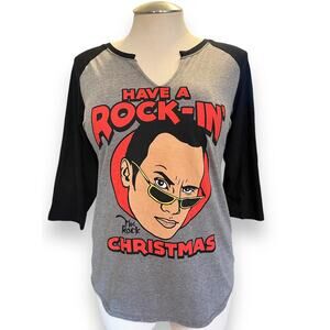 Torrid 4 (4x‎ 26) The Rock Rock-In Christmas WWE Holiday Raglan T Shirt New